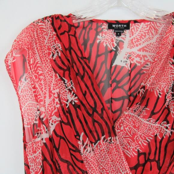 WORTH New York Red Silk Fringe Fire Dress Women’s Size 6 - Picture 6 of 12